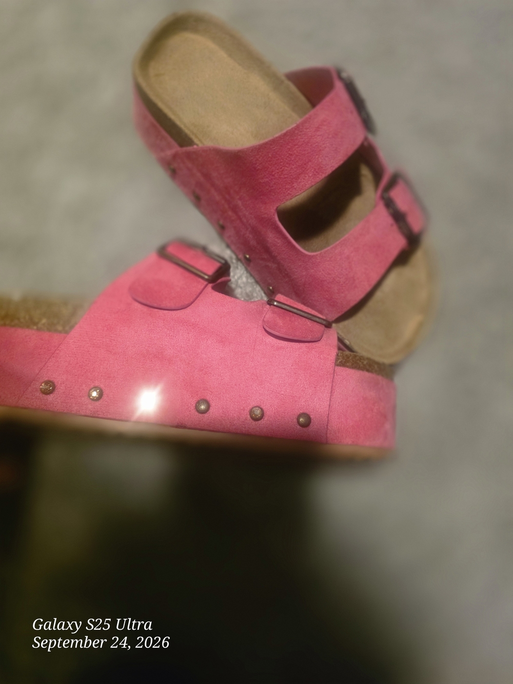 Women’s Adjustable Pink Suede Slide Sandals
